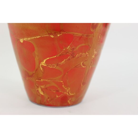 Bruce Fairman Shoulder Vase Red Gold Glaze, Signed 2005 Studio Pottery - Picture 9 of 11